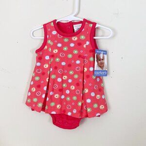 DEADSTOCK Carter's Pink Sleeveless Baby Romper Daisy Flower Size 0-3 Month